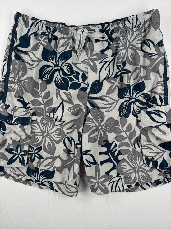 Old Navy Other - Old Navy Gray and Navy Floral Swim Trunks with Elastic Waistband